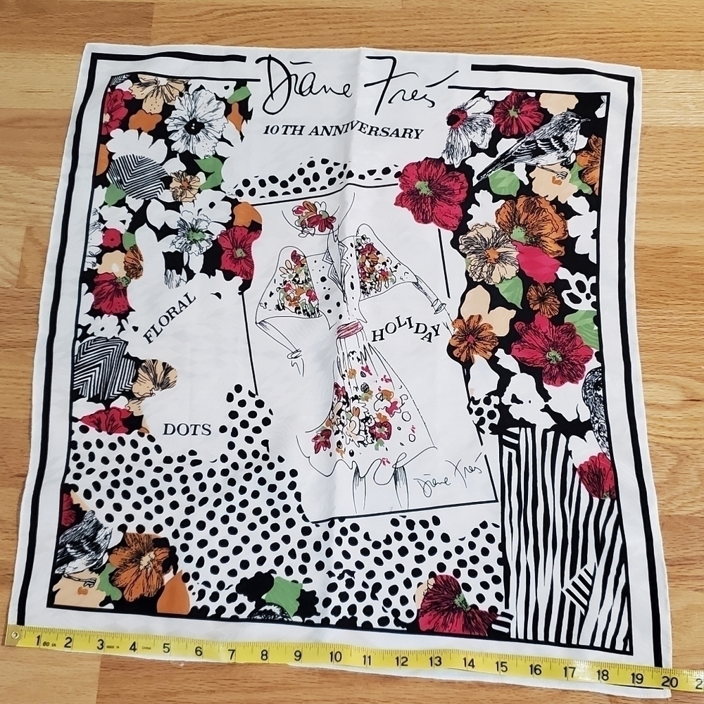 Diane Freis Vintage 1988 10th Anniversary Scarf - Picture 7 of 8